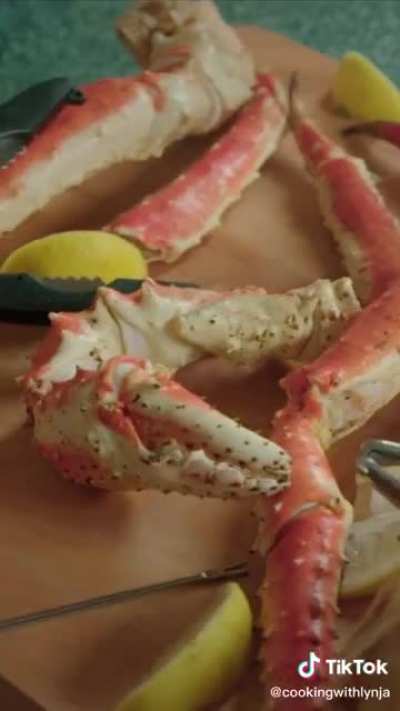 Up next for Grandma Lynja: Crab Legs!
