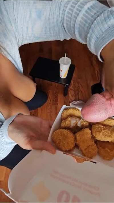 McNuggets and Cum... this girls LOVIN IT