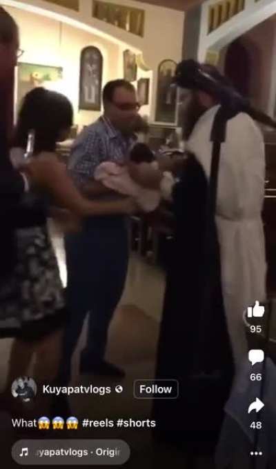 Baby getting saved.