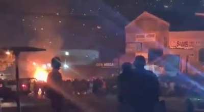 Violent protesters and looters during a protest in South Africa.