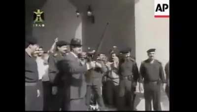 Saddam Hussein shooting at anything Simga Male 👑🇮🇶