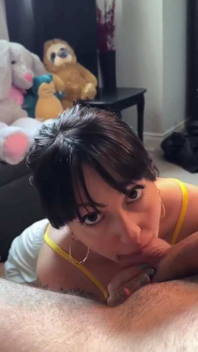 A playful blowjob