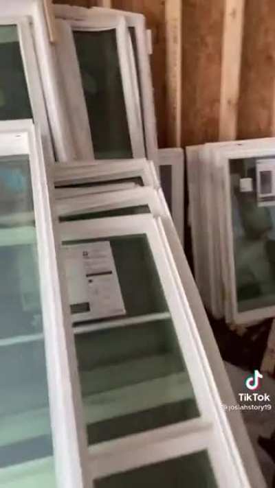 Heater left overnight to combat cold, melts thousands of dollars worth of windows. Credit: josiahstory19 on TikTok
