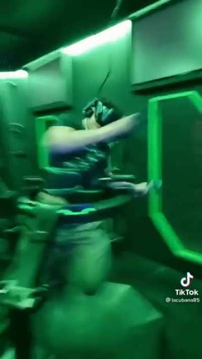 These guys are fully immersed in their virtual reality experience