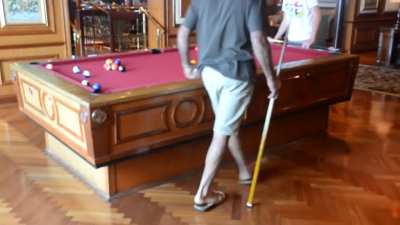 Self-leveling pool table on a cruise ship