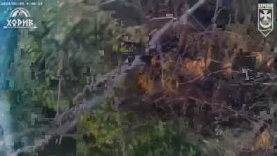 Ukrainian soldier magdumps a Russian soldier hiding in a foxhole, close combat in Luhansk region