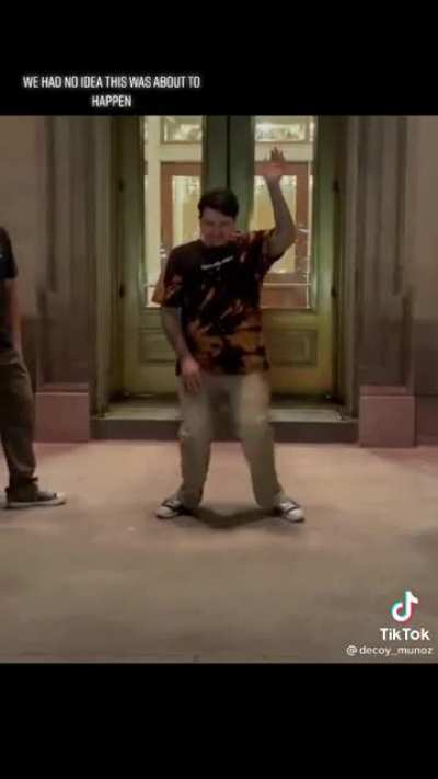 Security officer interrupts a video to enforce the rules