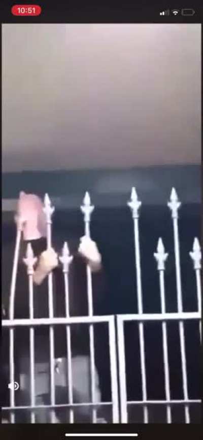 WCGW Trying to climb a fence after too many beers?