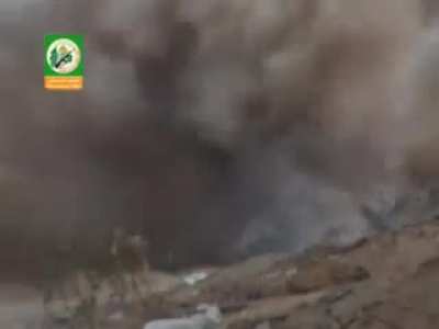 An IDF Bulldozer is hit by a Hamas IED east of Jabaliya Gaza. 2008