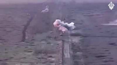 Ukrainian drones and artillery repels a Russian attack into Robotyne, 20th february 2024 (music from source)