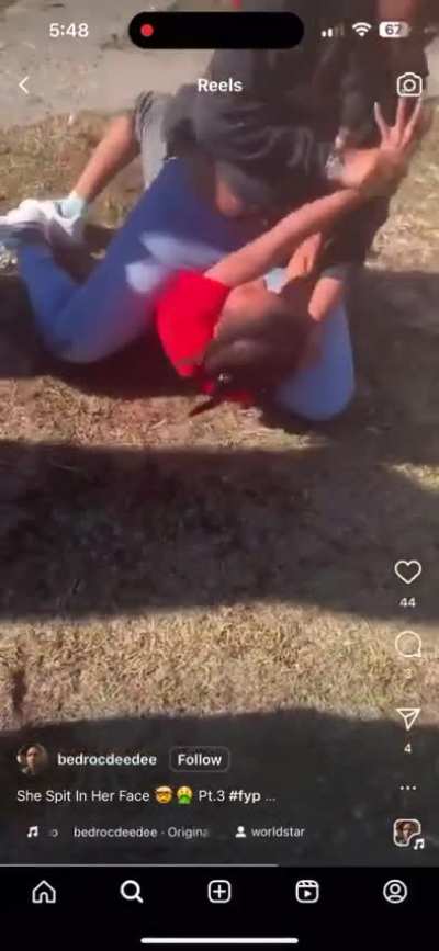 Full vid! Look closely near the end at 1:20 and she spits again. Glob is visible on her forehead.