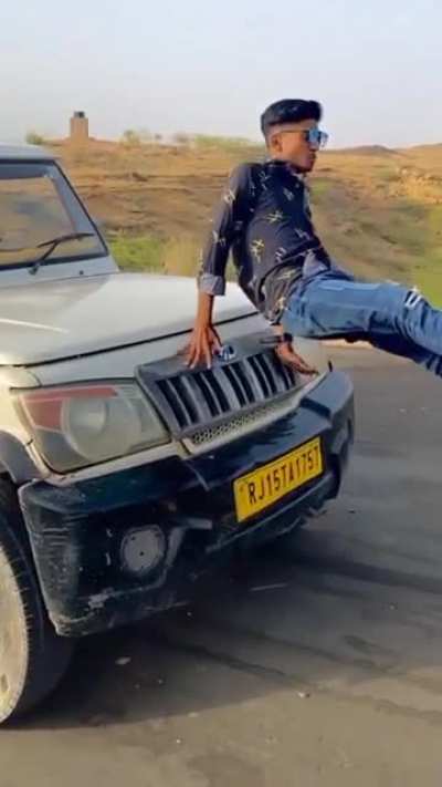 WCGW while sitting on top of the vehicle and the driver applies sudden brakes!