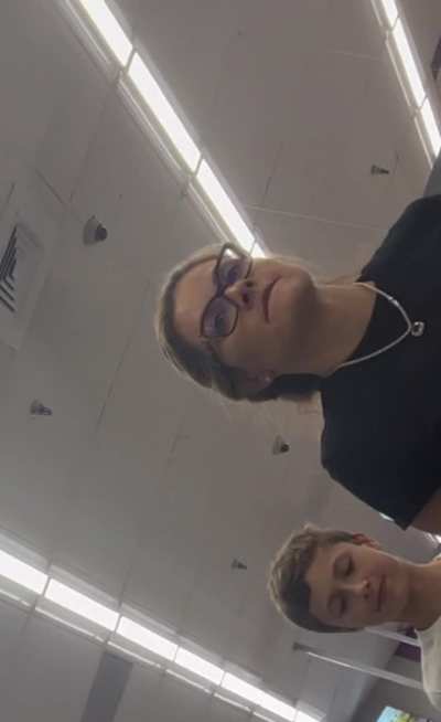 2 milfs for 1 bulge smiling and side eyeing 🫣