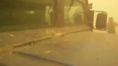 Iraqi forces in central Fallujah are hit by an IS SVBIED during a dust storm in 2016