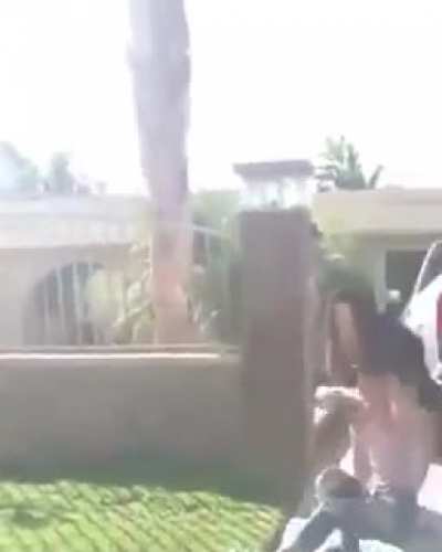 Man takes down woman in a fight