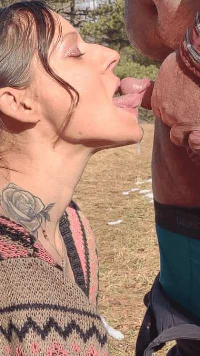 Really met a fan and let him cum in my mouth