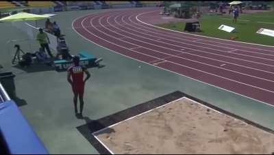 Blind man does long jump at the Olympics