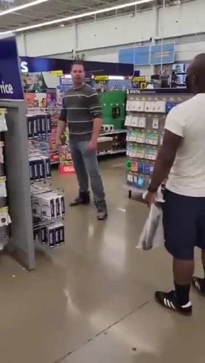 Racist man gets upset at Walmart over the last copy of Pok&eacute;mon Snap, starts threatening back kicks