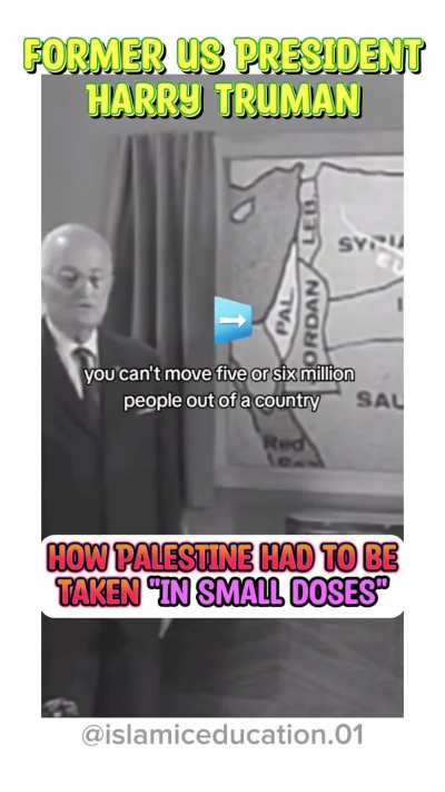 Damn. Here i thought Palestine never exist. Isn't this the same Truman who calls Oppenheimer a crybaby when he is a Jew himself? Confused and madness.