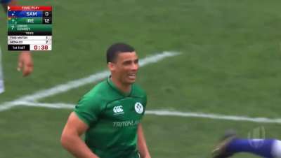 Ridiculous Kennedy Offload to Conroy for try - Irish 7s
