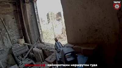 Helmet cam shows how Ukrainian soldier ambushed Russian infantry crossing the road in the city Toretsk, Donetsk region.