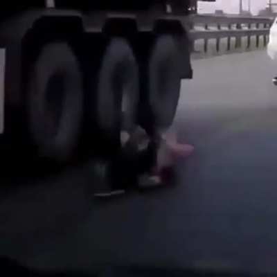 Mom, child and one truck
