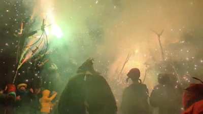 My phone broke while making this video. Correfocs a la pla&ccedil;a de la Virreina, Gr&agrave;cia.