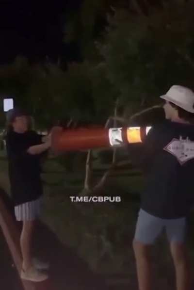 Firing fireworks from traffic cone