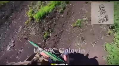 A Ukrainian FPV drone hits a Russian stormtrooper