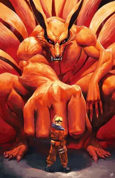 My Naruto &amp;amp; Kurama "Fist Bump" 3D Painting! Took around 70 hours to draw, layer and produce!