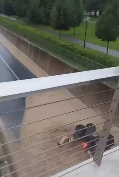 Driving through flooded underpass