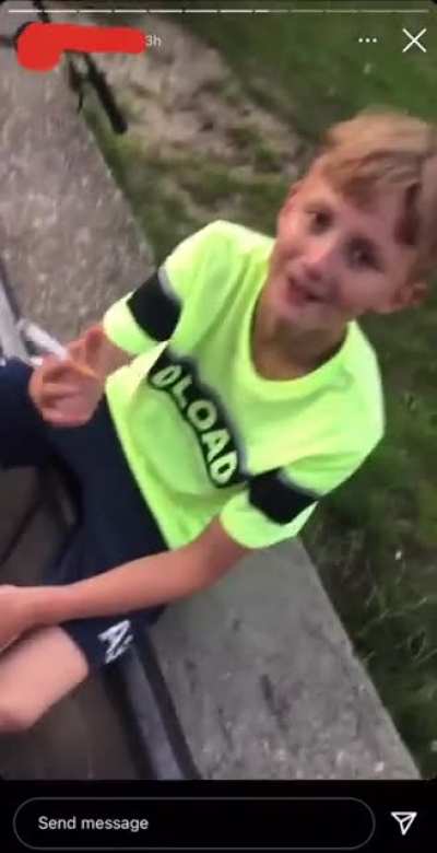 Handing your cigarette to a kid..