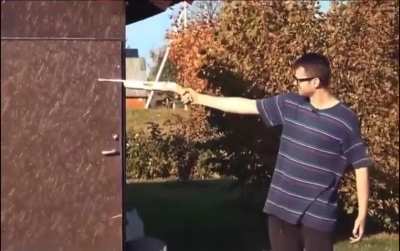 Firing a homemade gun with great effect!