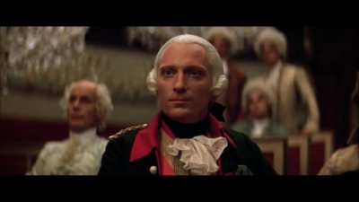 W. A. Mozart na gener&aacute;ln&iacute; zkou&scaron;ce opery Fi&scaron;arova svatba s př&iacute;tomnost&iacute; c&iacute;saře Josefa II. (V&iacute;deň, 1786, kolorizov&aacute;no)