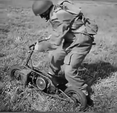 The Welbike - a British motorcycle fitted in an air drop canister for use during WWII
