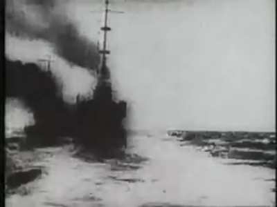 Naval battle during the Russo-Japanese War, circa 1905.