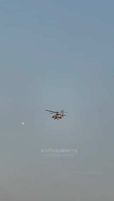 Israeli Apache intercepts a drone. Israel-Lebanon border.