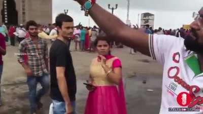 Just a white woman walking on the streets of Mumbai, India&hellip;
