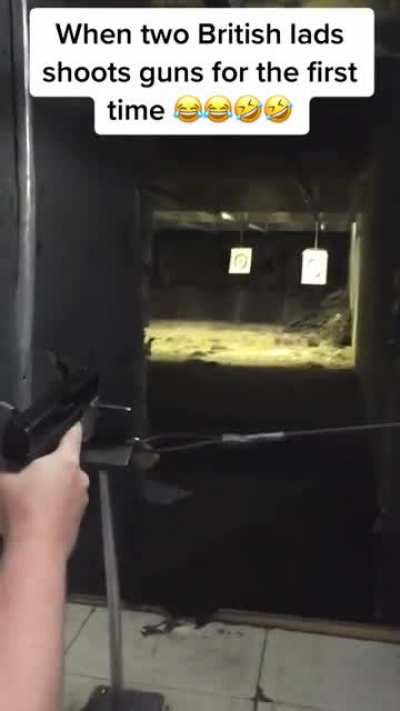 Two British guys at an Australian gun range and shoot for the first time
