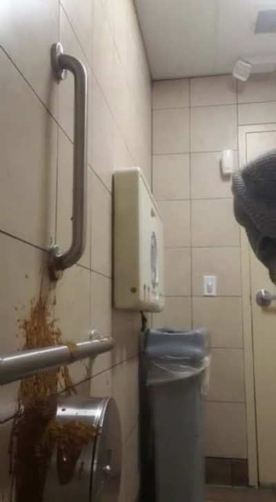 She is the reason walls are brown in the bathroom