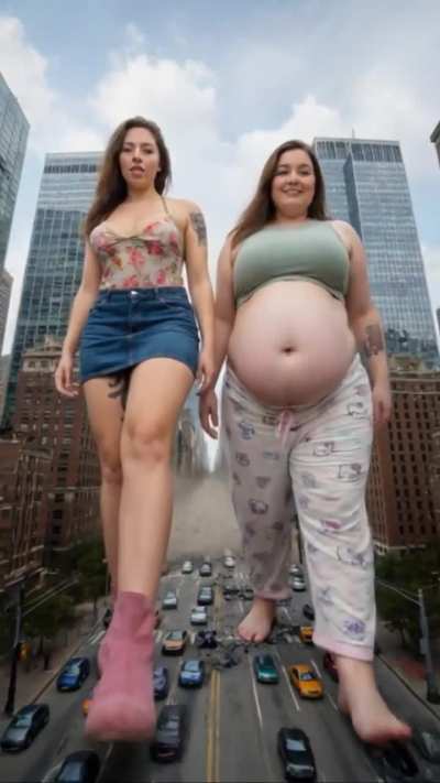 Pregnant giantess and friend.