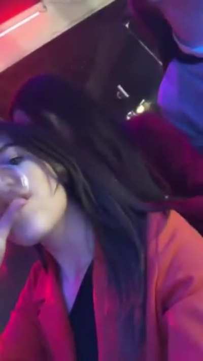 Random Guy Kissing a Lady Taking a Selfie Making Her Scream