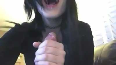 Goth gf gets a surprise mouthful