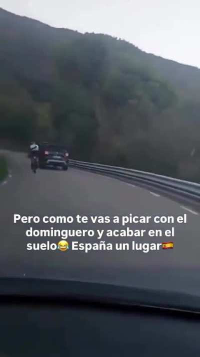 WCGW trying to overtake a car with a bike on a blind corner