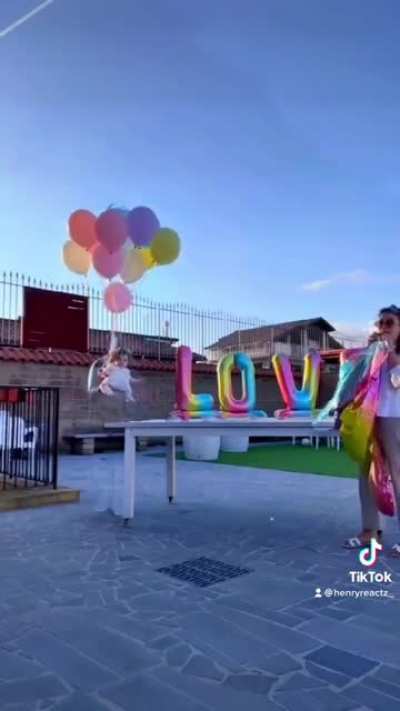 Woman ties her baby with balloons then this happened&hellip;