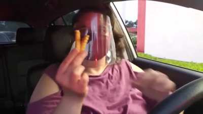 Live streamer gets pissed at a drive thru worker for giving her bad french fries and makes them give her a refund