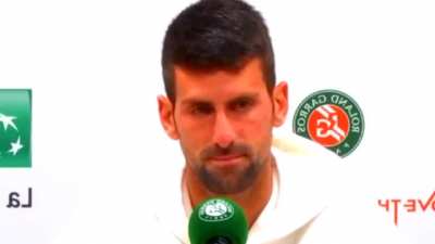 Djokovic asked about being booed at the press conference after the semifinal: *smiles* "I don't mind. It's not the first, probably not the last time. I just keep winning."