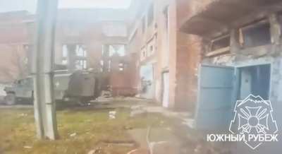 RU POV: UAV crew commander call sign "Flash" use Fiber-Optics FPV drone to strike UAF armored vehicle in the industrial zone of Toretsk.