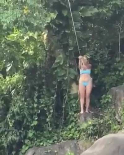 Swinging from a rope over rocks when you don&rsquo;t have the strength to hold up your own body weight NSFW INJURY