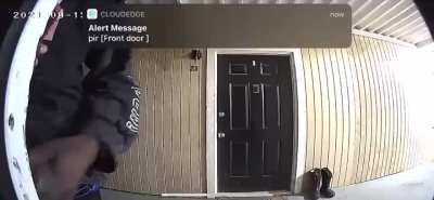 This degenerate whose been eyeing my wife for a few months ejaculated on her front door when he noticed I left after a visit.